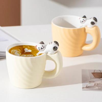 Creative Cartoon Cat Ceramic Mug Cute Cat Cup Children's Milk Breakfast Home Office Coffee Cups Tea Cup Gift Frends Drinkware