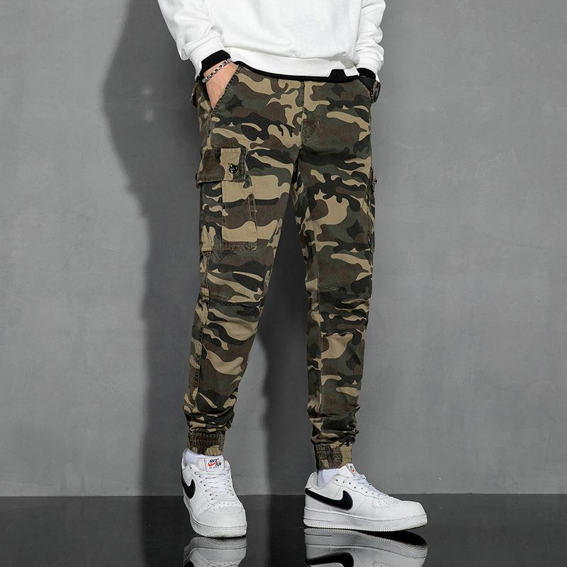 Neue Herren, amerikanischer Schurke, gutaussehend, vielseitig, Sport-Tote, Latzhose, Camouflage, locker, lässige Hose, elastisch