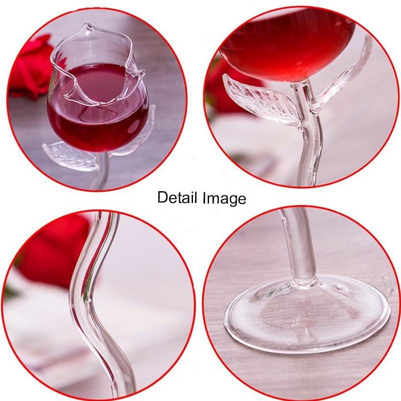 BORREY Crystal Glass Rose Red Wine Glass Wine Magnum Glass Clear Stemware Cup Party Fun Cold Drink Juice Mug 6oz Gift for Women