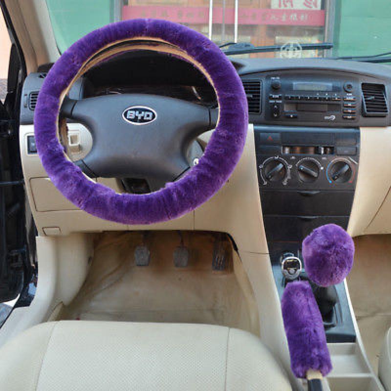 Car Universal Steering Plush Cover Three Piece Set For Winter With Antislip Grip