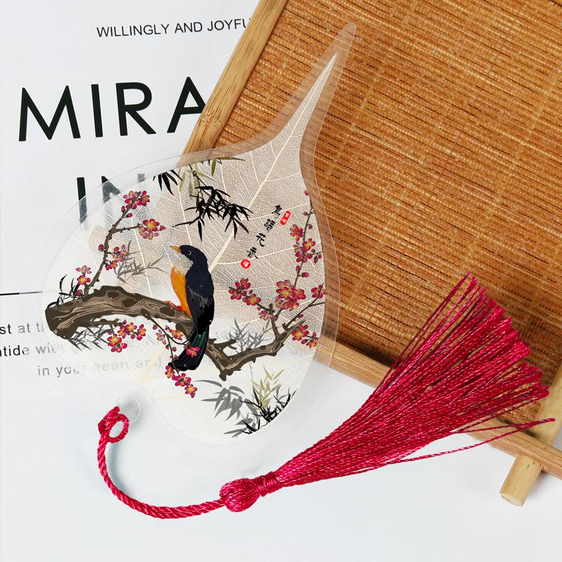 Chinese Bodhi Leaf Vein Bookmark: Flower & Bird Series - Creative DIY Ancient Style Gift for Students & Others