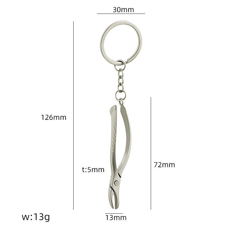 Creative Dental Tools Keychain: Simulation Teeth, Mouth Mirror & Forceps - Perfect Dentist Gift