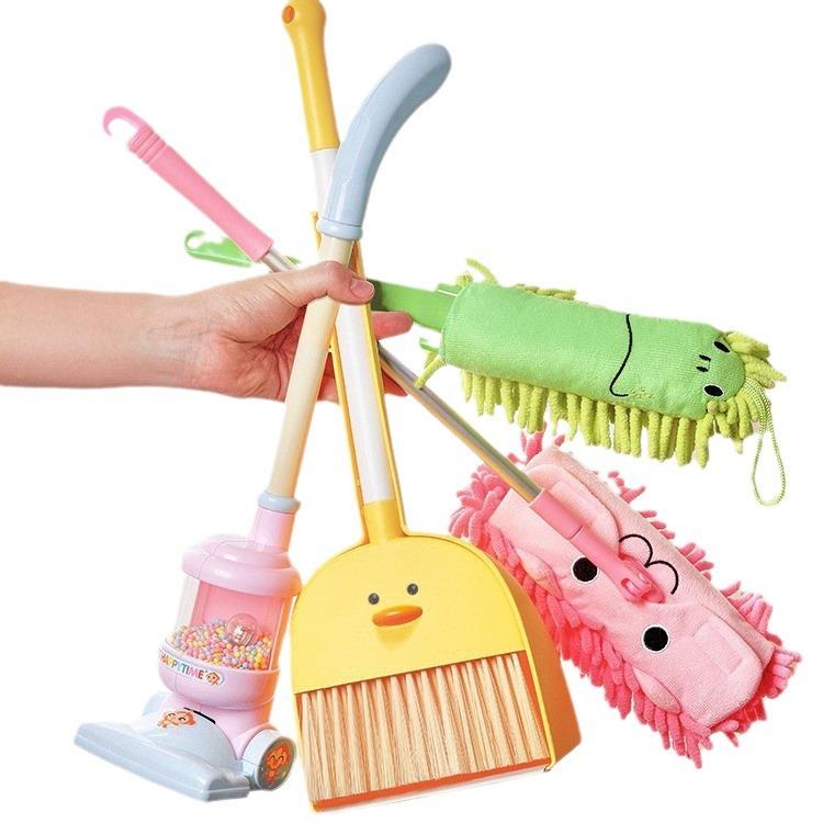 Children'S Play House Toys Little Yellow Duck Broom Dustpan Baby Vacuum Cleaner Mop Educational Toy Combination Set