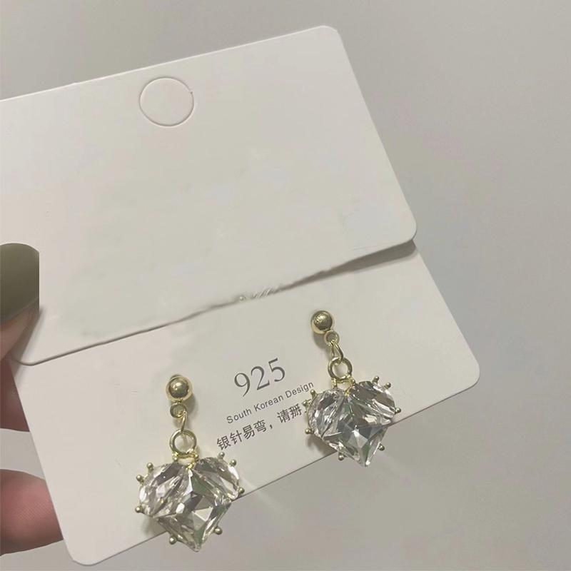 Unique Design Exquisite Pink Love Zircon Earrings for Women 2023 New Elegant Fashion Sweet Earring Trend Jewelry Party Gift