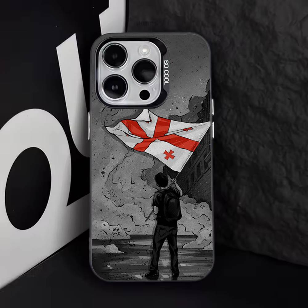

Georgia Flag Phone Case For iPhone 17,16,15,14,13,12,11,Pro,Max,Plus,E,Air,Mini Black Tpu Cover iPhone16pro