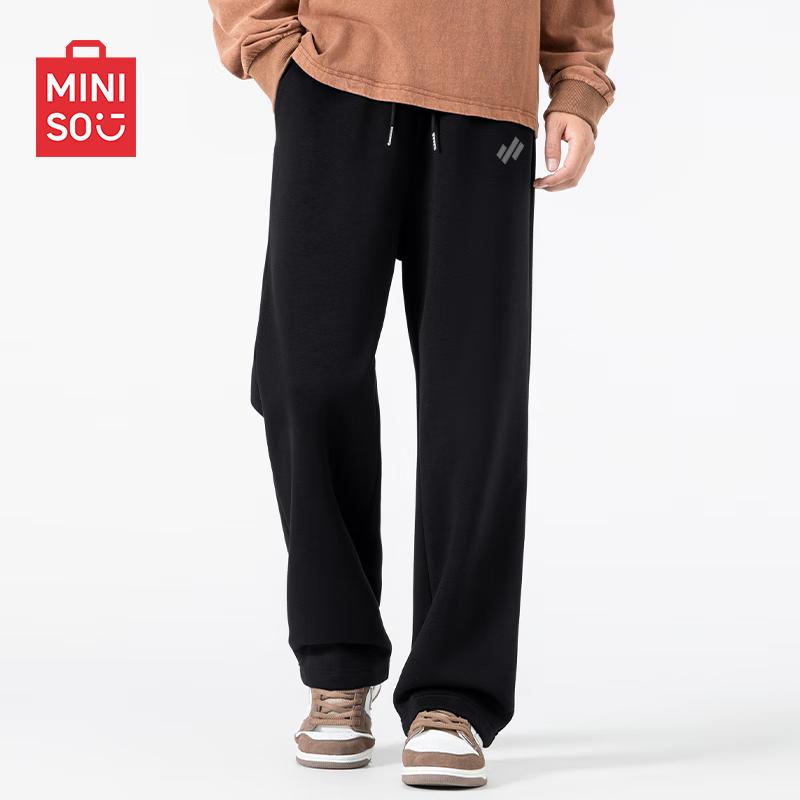 MINISO Men's Winter Fleece-Lined Straight-Leg Sweatpants