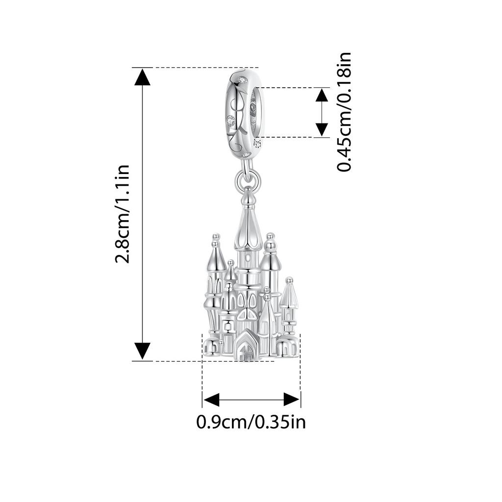 BAMOER 925 Sterling Silver Romantic Castles Pendant Pink Bow Spacer Beads Cross Faith Charm for Necklace DIY Jewelry Accessories