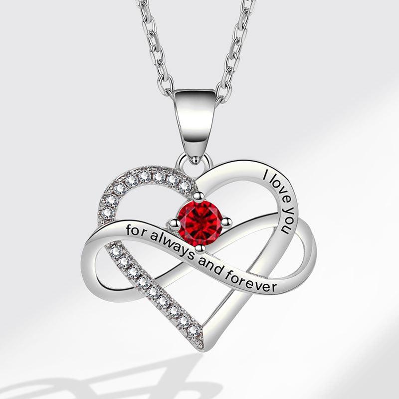 Fashionable Zircon Heart Large 8 I Love You Letter Necklace Women's Versatile Jewelry