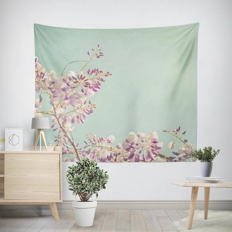 Object Wall Hanging Aesthetic Bedroom Wall Art Large Fabric Tapestry Bohemian Retro Floral Leaves Modern Room Decoration