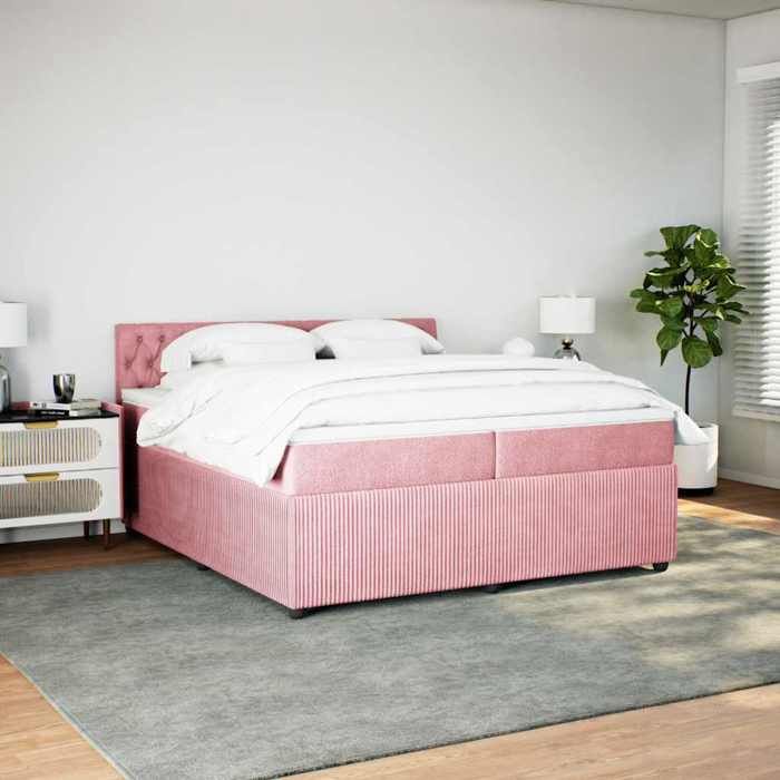 Exclusive House - Bed Slat Base with Pink Mattress 200x200 Cm Velvet