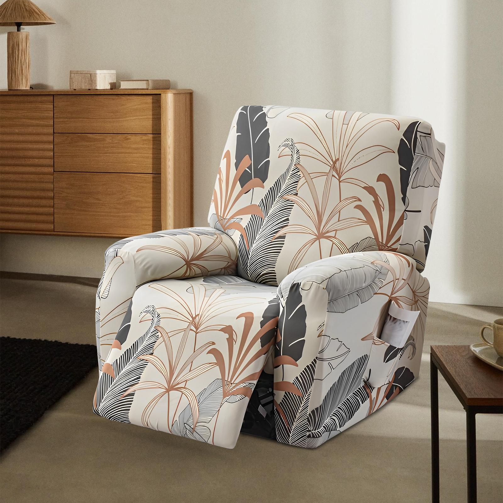 

Чехол для кресла-реклайнера из 4 предметов, утолщенный, нескользящий, чехол для дивана с карманом для хранения, полное покрытие, защита для 1-местного кресла-реклайнера 1 Seat