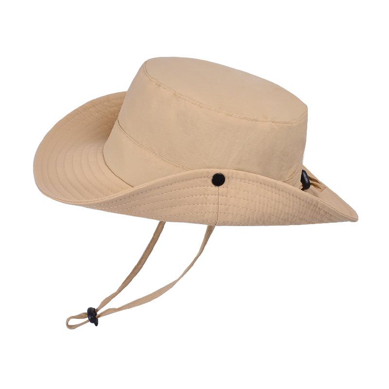 9255 Summer Outdoor Big Brim Sun Hat Waterproof Quick-drying Simple Bucket Hat Men's Mountaineering Fishing Sun Protection Hat