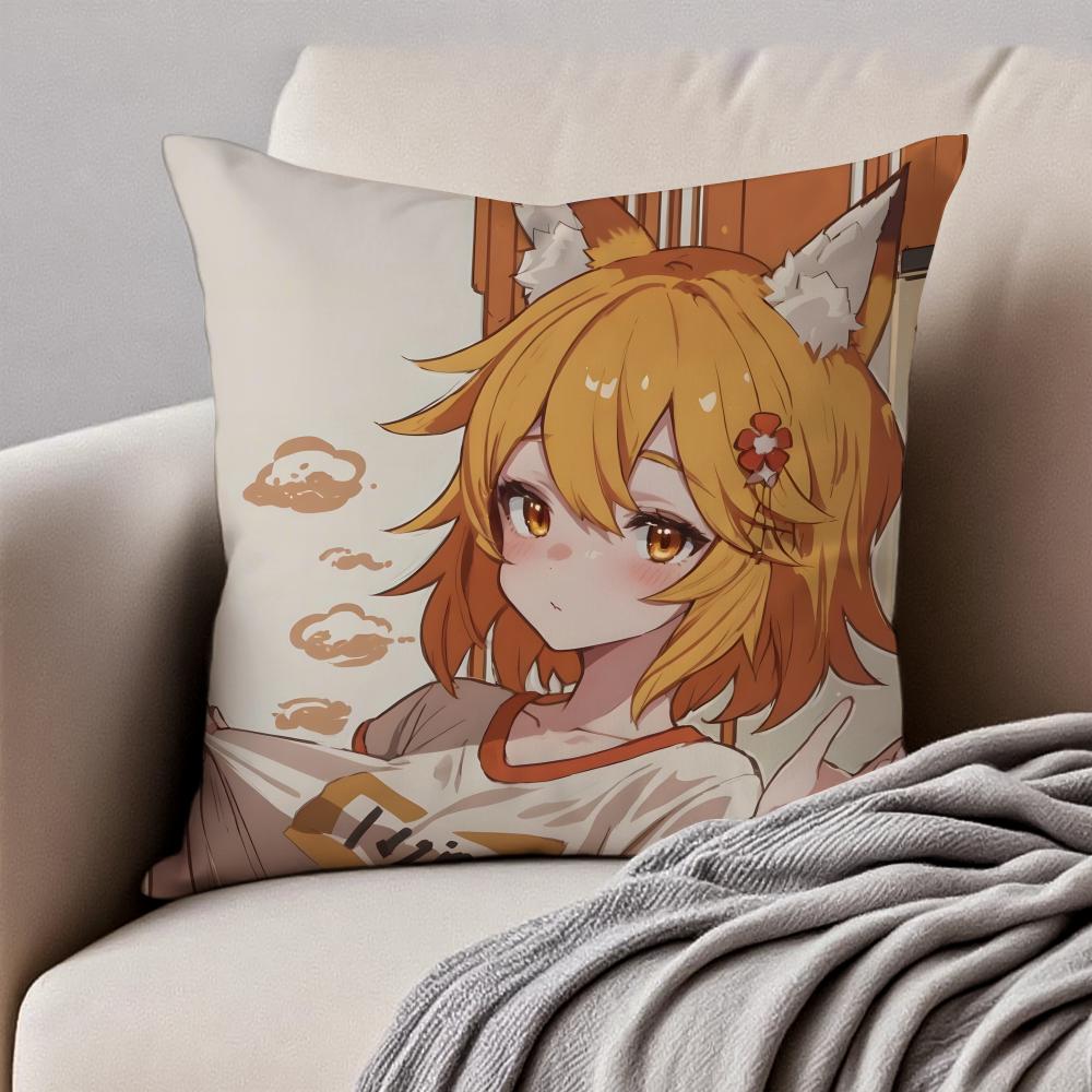 Fashion TThe Helpful Fox SenkoSanS Cartoon Cushion Cover Pillowcase Antidustmite Invisible Zipper Short Plush Sofa Cushion