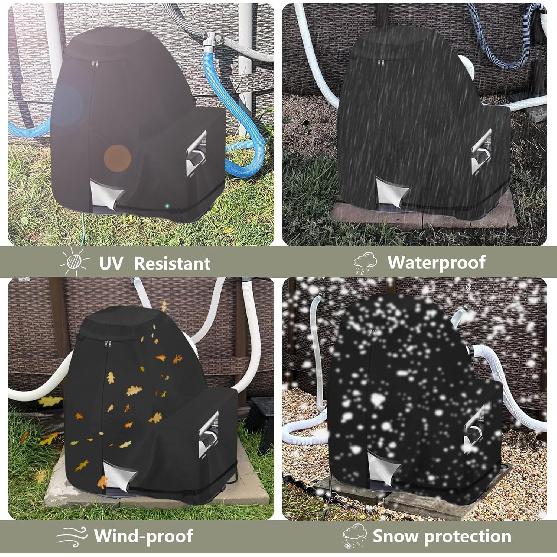 Bitubi Sand Filter Pump Cover,Waterproof Anti-UV Above Ground Pool Pump Cover,Suitable for Most Popular Brands Sand Filter on Market (Black)