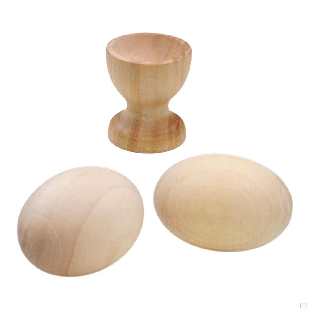 8Pcs Unfinished Wood Eggs Craft Supplies Creative for Drawing Fillable Easter Interactive