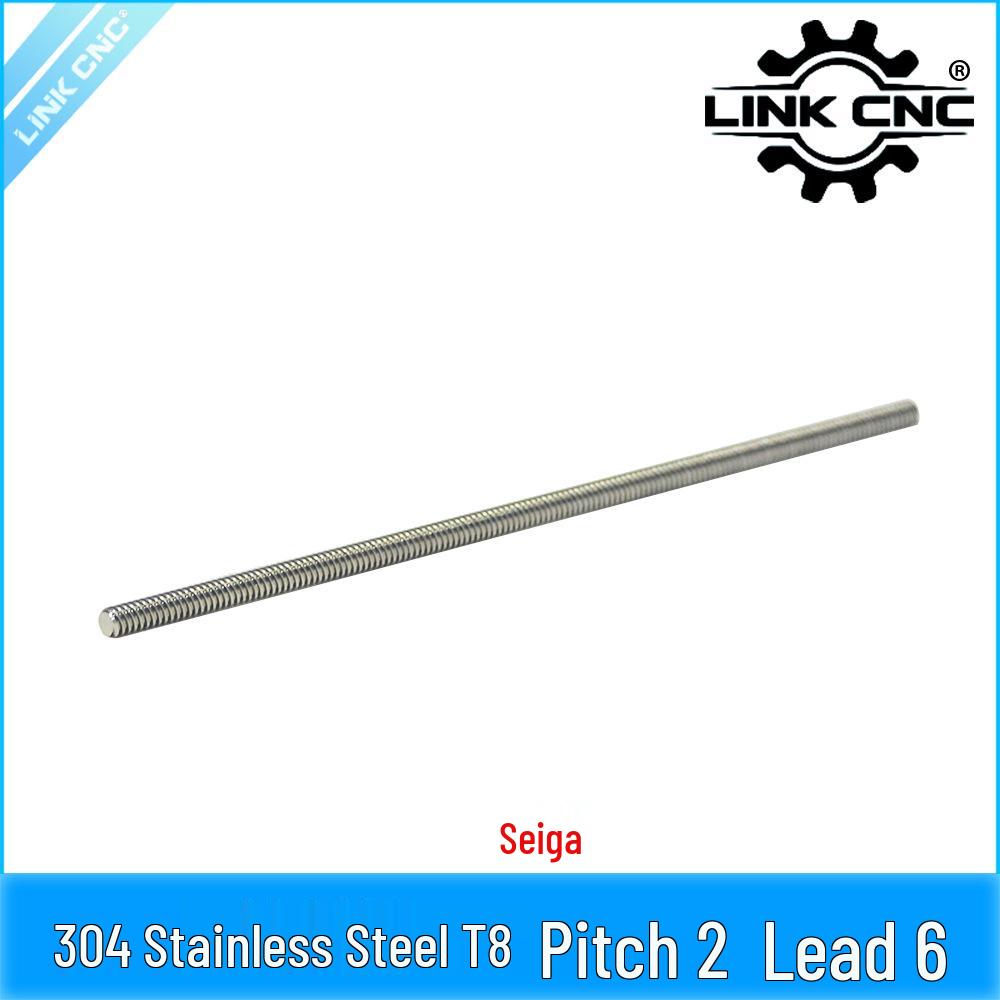 Link CNC 304 Stainless Steel Trapezoidal Lead Screw, T8, Pitch 2mm, Lead 6mm 300mm (1 piece)
