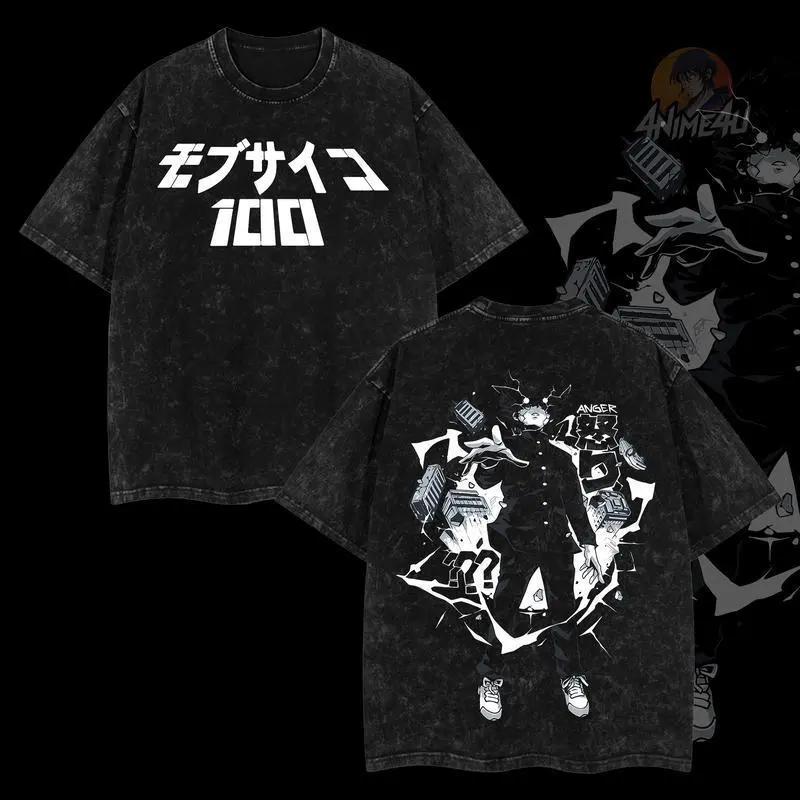 

Anime Mob Psycho 100 Shigeo Kageyama Printed Tee Men Women Washed Cotton T-shirts Short Sleeve Vintage T Shirt Harajuku Tshirt XXL чёрный