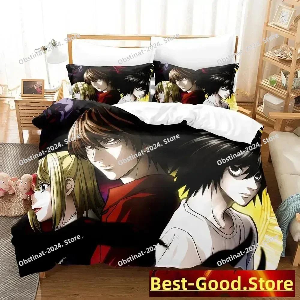 3D Death Anime Note Beding Set Printed Bed Linen Set With Pilowcase Soft Duvet Cover Soft Single Double Quen Super King-Sized Dimensionsd Dimensions