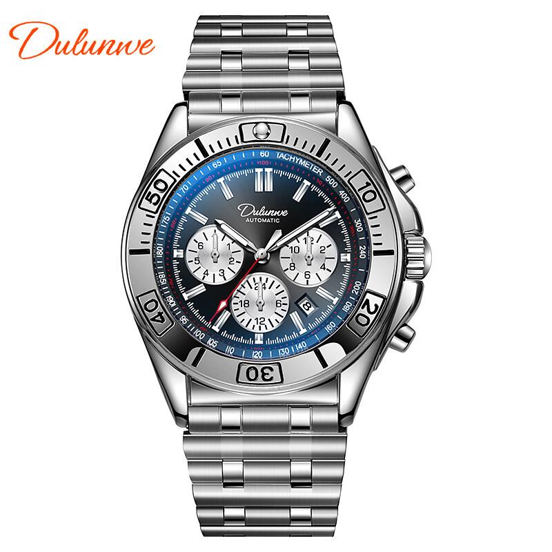 Męski zegarek mechaniczny z automatycznym naciągiem, wielofunkcyjny kalendarz na tarczy, modny sportowy zegarek na rękę dla mężczyzn