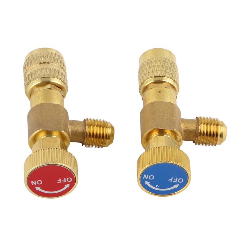 2pcs Liquid Safety Valve R410A R22 Air Conditioning Refrigerant 1/4 "Safety Adapter