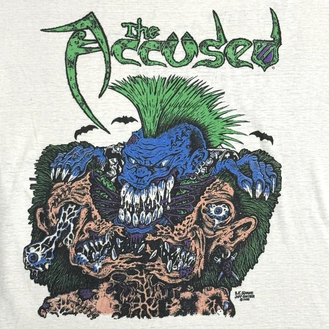 Vtg 80s The Accused Band Unisex Shirt Short Sleeve White Full Size S-3XL L