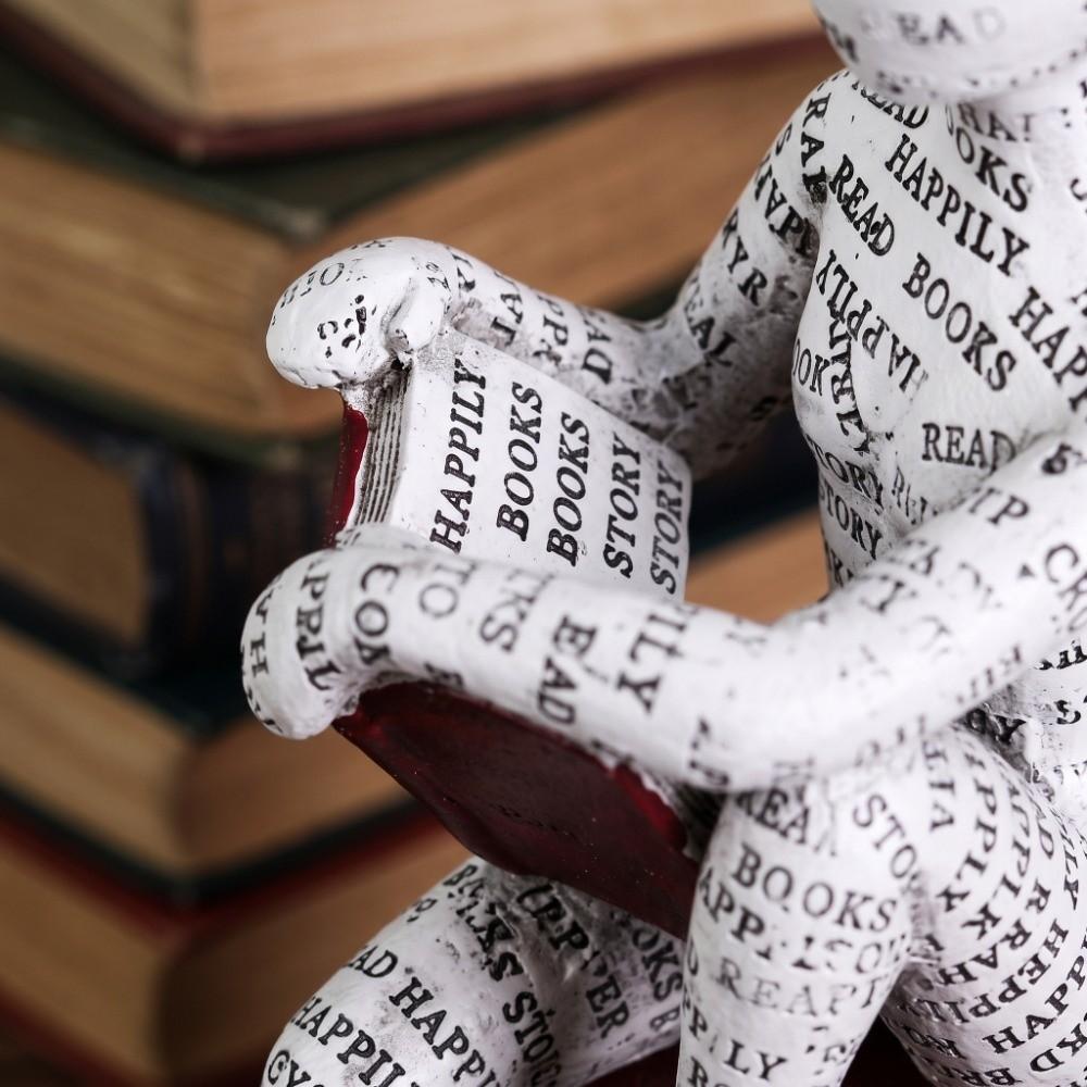 Simple Abstract Reading Character Carving Minimalist Book Lover Sculpted Figurine Sitting B