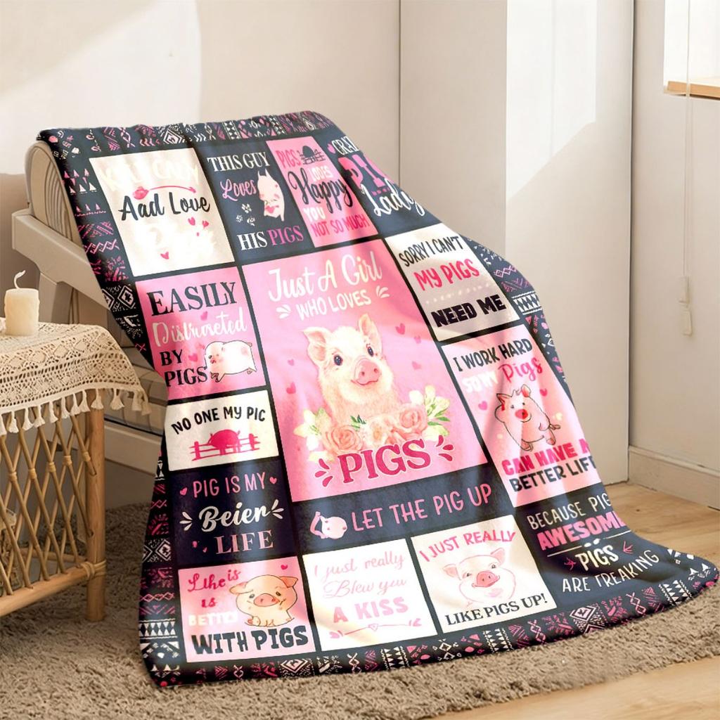 2026 New Arrivals Cozy Flannel Piggy Blanket Soft And Warm Throw for Couch Car And Travel Perfect Gift for Pig Enthusiasts Machine Washable