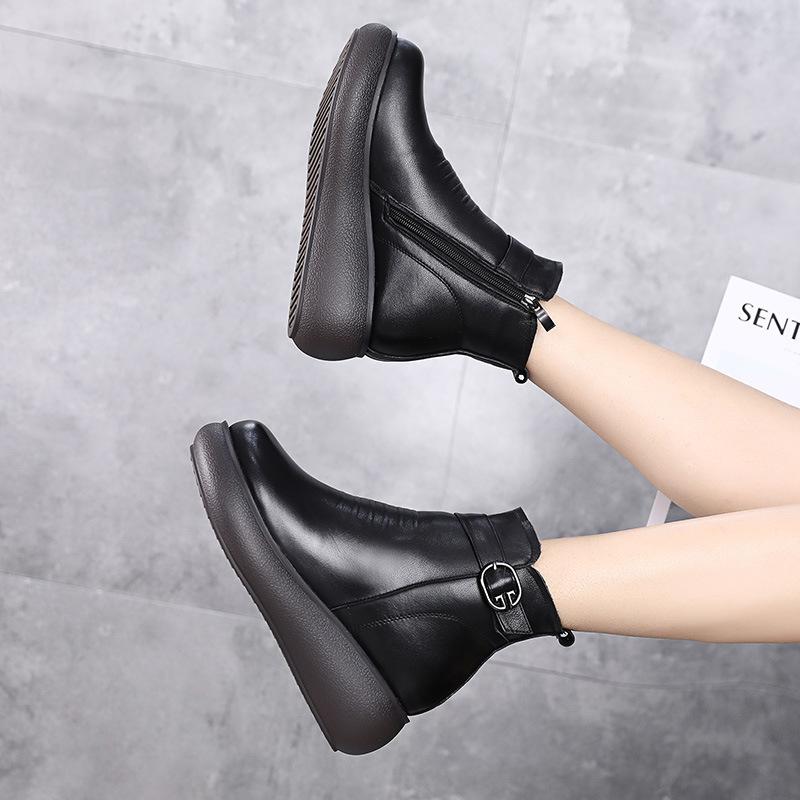 Fashion GKTINOO 2025 Waterproof Women Snow Boots 100% Genuine Leather Natural Wool Fur Platform Ankle Boots For Women Winter Warm Shoes