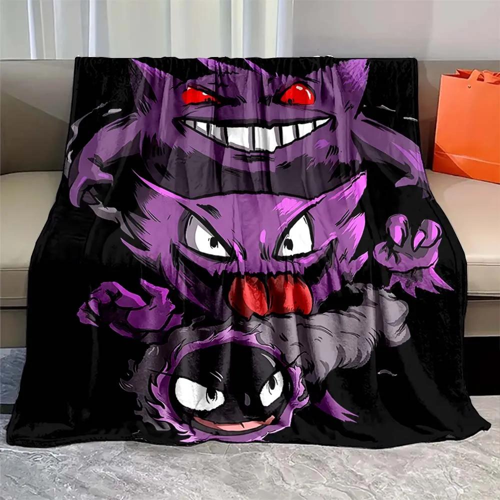 Japanese Games Pokemon Gengar Cartoon Blanket Warm Soft Flannel Material Suitable for Home Sofa Travel Camping RV Luxury Gift