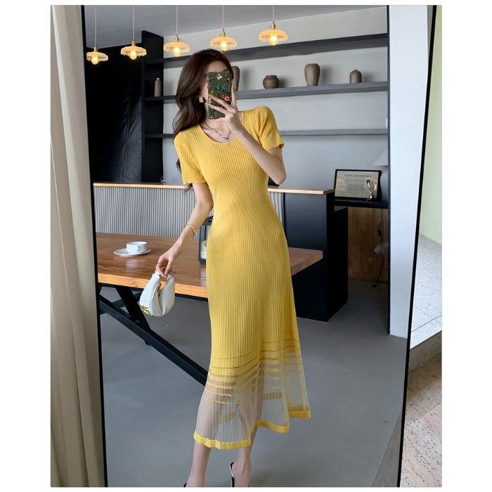 Women Summer Mesh Long Dress Round Neck Sleeveless Vest Dress Vintage Sweet Beach Dresses