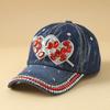 Shiny Rhinestone Cowboy Baseball Cap, Decorated With Glittering Crystal Stars / Heart-Shaped Embellishments. Adjustable Casual S
