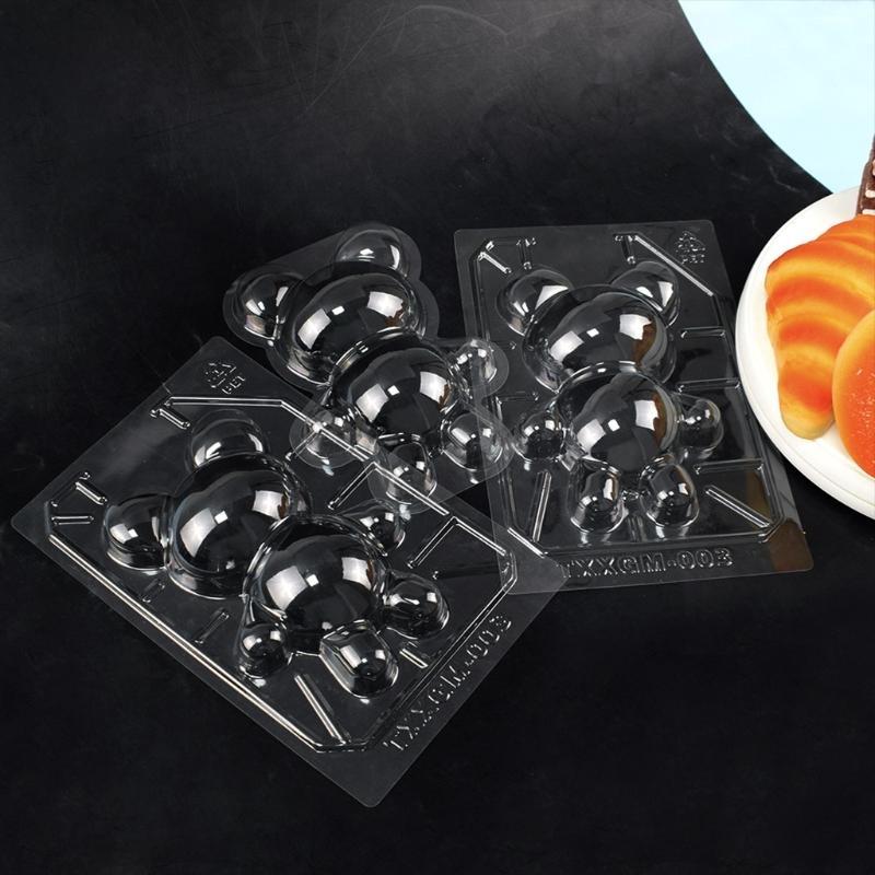 

24TE 3pcs 3D Bear Chocolate Mold Plastic Mousse Cake Molds DIY Decorating Tools Non Baking Accessories CN