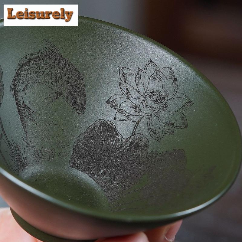 120ml Yixing Zisha Douli Lotus Teacup Zen Tea Bowl Sample Tea Cup Tea-tasting Smelling Cup Chazhan Master Cups Cha Decoration