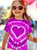 Girl Clothing Heart Tie Dye Print Summer Kids Short Sleeve T-Shirt Cute Round Neck Boy Girl Tee Outdoor Cute Children's Clothing