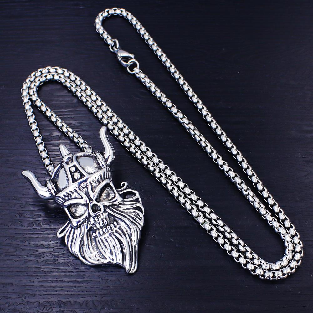 European and American Retro God of War Pendant Titanium Steel Devil Men's Necklace