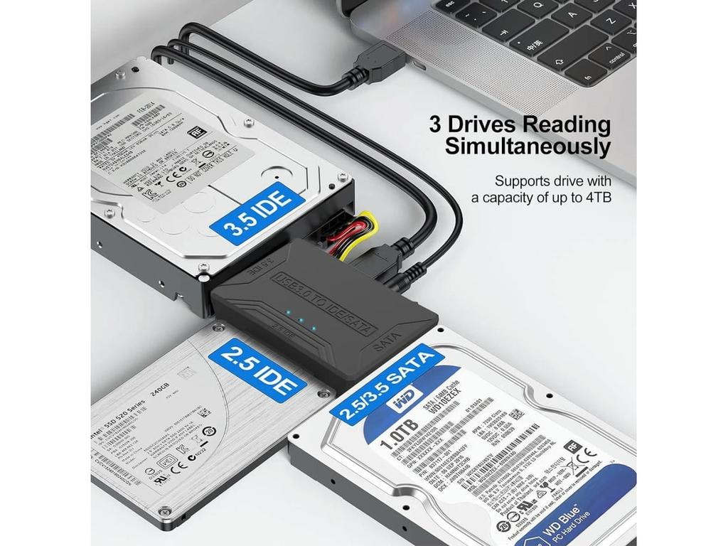 SATA/IDE to USB 3.0 Adapter External Hard Drive Reader with USB and Type C Interfaces