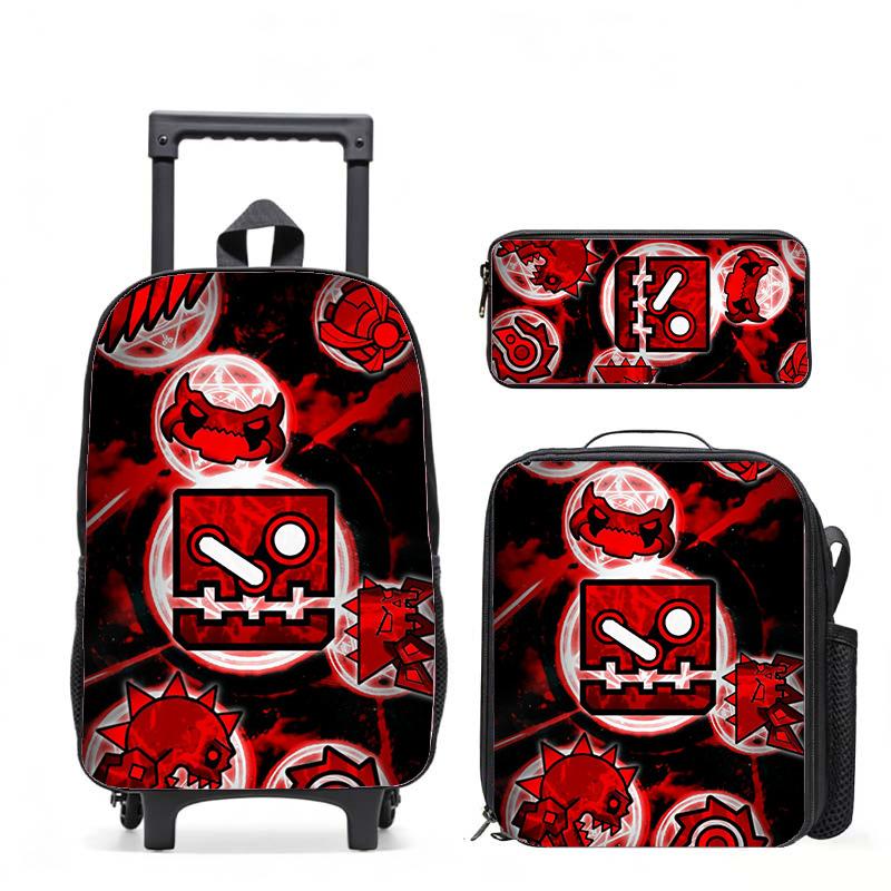 Geometry Dash School Bag Geometry Dash School Student Printed Tie Rod Backpack