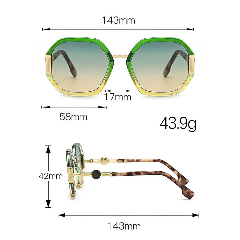 Fashionable Women Sunglasses Unique Octagonal Frame Gradient Lenses Golden Legs Stylish Glasses