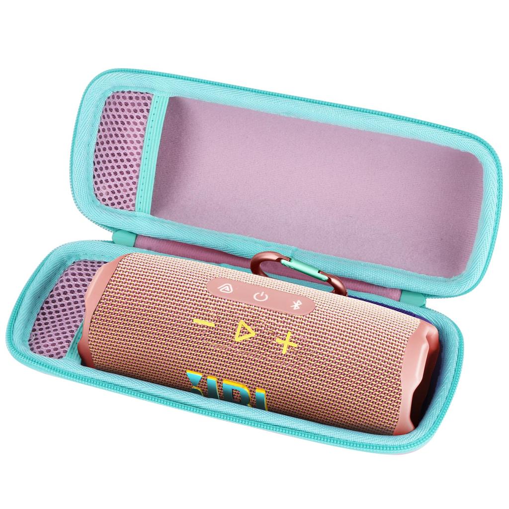 Lebakort Waterproof Portable Bluetooth Wireless Speaker with Storage Case Compatible with Flip Flip Flip and Flip 4 Mint Green 7, 6, 5, (Pink Case)