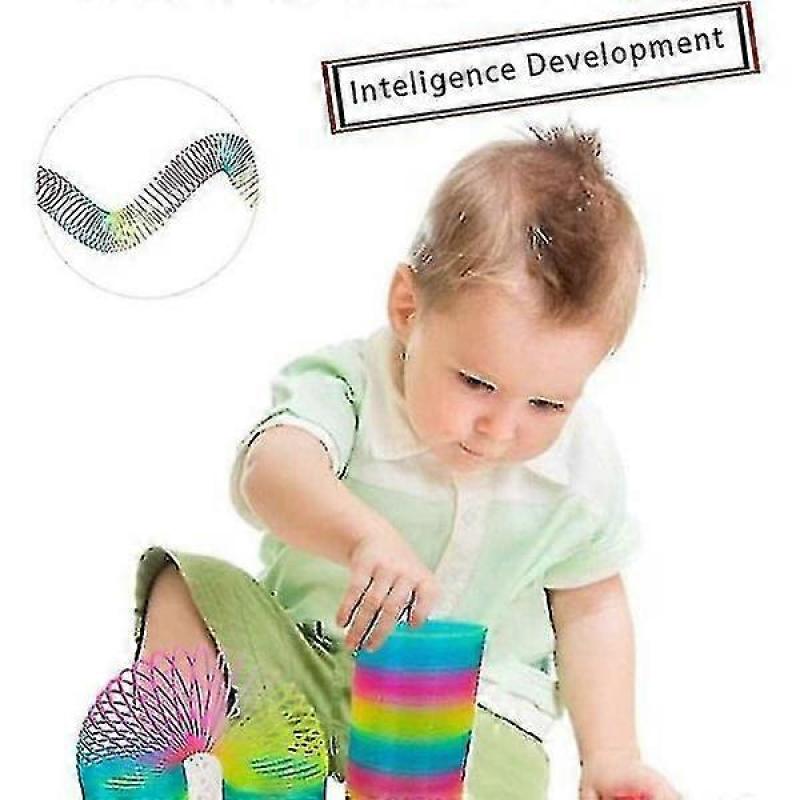 Rainbow Coil Spring Slinky Toy - Giant Classic Novelty Plastic Magic Spring Toy - 3x6 Inch/7.6x15 Cm