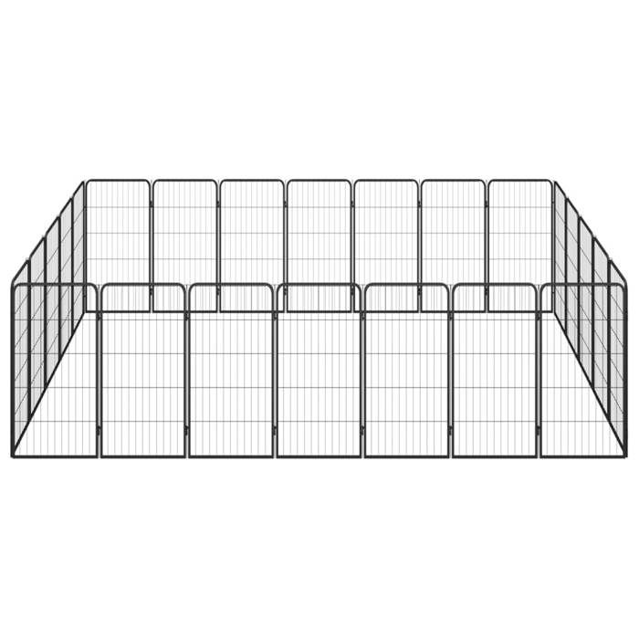 VidaXL Parc pour chien 24panneaux Noir 50x100cm Acier enduit de poudre 3115962
