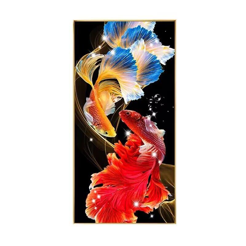 5D Diamond Painting Full Diamond Round Diamond DIY Koi Fortune Porch Post Art Home Decoration