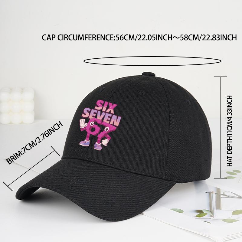 Cartoon 67 Six Seven Print Baseball Cap Adjustable Unisex Vintage Snapback Hat Casual Outdoor Sun Cap