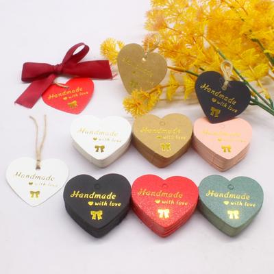 100 tags + 20M corda de cânhamo 5x4cm estampagem a quente. feito à mão com tag de amor, disponível em várias cores
