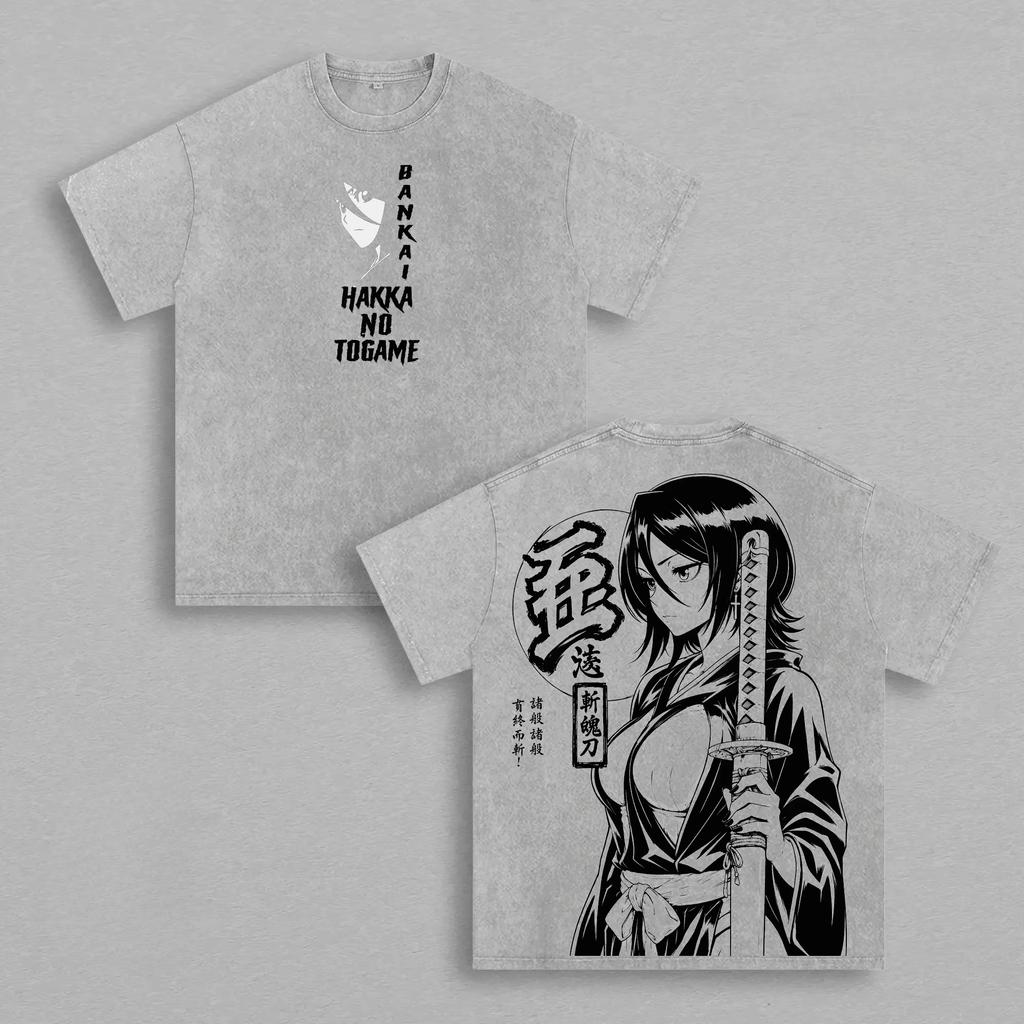 2026 Hot Sale Bleach Rukia Kuchiki Anime Graphic T-shirt Men Women Y2K Gothic Cotton Oversized T-shirts Breathable Streetwear Casual Tees