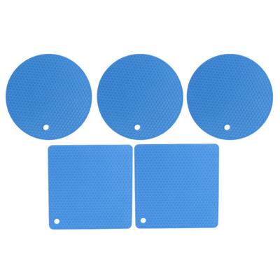 5Pcs Silicone Trivet Mat Square Round Honeycomb Hot Pad Non Slip Heat Resistant for Hot Plate Pans