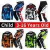 Set completo abbigliamento motocross per bambini Kit Maglia Pantaloni Youth bambino verde Moto nero 3 4 5 6 7 8 9 10 anni Tuta fuoristrada blu arancio Enduro cross ragazzo ragazza