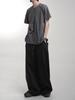 Lupeu Studded Belt Back Pocket Wide Long Pants Black