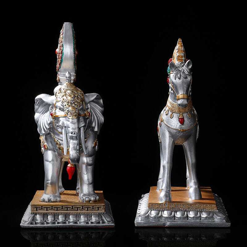 1 pc Tantric Supply Esoteric Buddhist Resin White Treasured Horse/ Moni Elephant Home/Temple Putting Decoration Crafts
