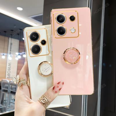 Op Note13 13pro Redmi13 Luxe Plating Ring Houder Stand Case Voor Xiaomi Redmi Note 13 Pro Plus 4g 5g Zachte Siliconen Achterkant